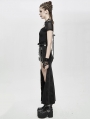 Black Sexy Gothic Punk High Split Long Skirt