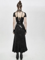 Black Sexy Gothic Punk High Split Long Skirt