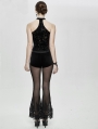 Black Vintage Gothic Velvet Daily Wear Tank Top for Women