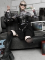 Black Street Fashion Gothic Punk Grunge PU Leather Vest Top for Women