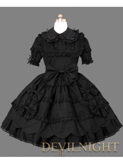 Black Short Sleeves Sweet Gothic Lolita Dress