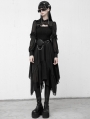 Black Gothic Grunge Chiffon Long Sleeve Irregular Daily Wear Dress