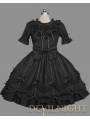 Black Short Sleeves Ribbon Bow Sweet Gothic Lolita Dress