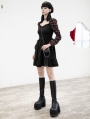 Black and Red Plaid Street Fashion Gothic Grunge Long Sleeve Short Dress