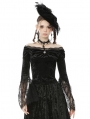 Black Vintage Gothic Victorian Off-the-Shoulder Velvet Lace Shirt for Women