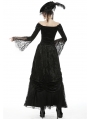 Black Vintage Gothic Victorian Off-the-Shoulder Velvet Lace Shirt for Women