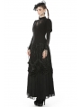 Black Vintage Gothic Lace Long Sleeve Daily Wear T-Shirt for Women