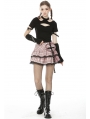 Pink Plaid Sweet Gothic Rock Heart Mini Skirt