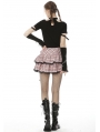 Pink Plaid Sweet Gothic Rock Heart Mini Skirt