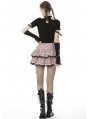Pink Plaid Sweet Gothic Rock Heart Mini Skirt