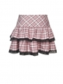 Pink Plaid Sweet Gothic Rock Heart Mini Skirt