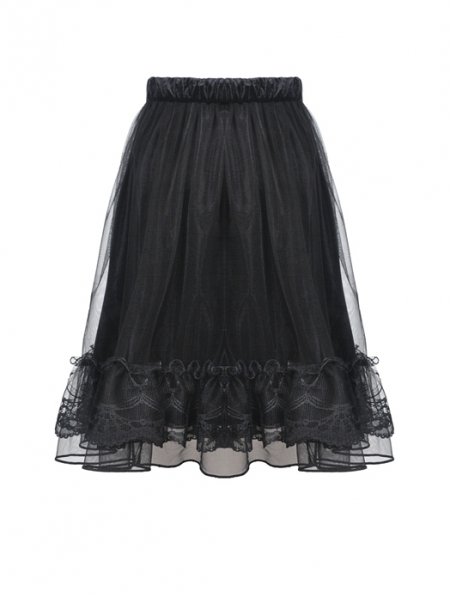 Black Vintage Gothic Velvet Mesh Short Skirt - Devilnight.co.uk