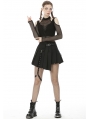 Black Gothic Punk Grunge Irreqular Pleated Short Skirt