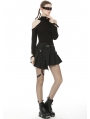 Black Gothic Punk Grunge Irreqular Pleated Short Skirt