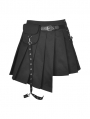 Black Gothic Punk Grunge Irreqular Pleated Short Skirt