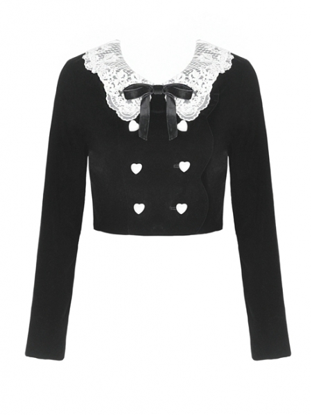 Black and White Retro Gothic Doll Collar Daily Wear Short Jacket for ...
