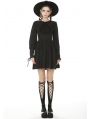 Black Sweet Gothic Long Lantern Sleeve Short Daily Wear Dress