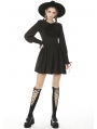 Black Sweet Gothic Long Lantern Sleeve Short Daily Wear Dress