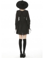 Black Sweet Gothic Long Lantern Sleeve Short Daily Wear Dress