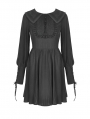 Black Sweet Gothic Long Lantern Sleeve Short Daily Wear Dress