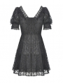 Black Gothic Lace Short Sleeve Daily Wear Dress