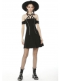 Black Sexy Gothic Punk Off-the-Shoulder Pentagram Short Daily Wear Dress