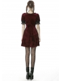 Wine Red Gothic Velvet Short Sleeve Daily Wear Dress