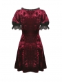 Wine Red Gothic Velvet Short Sleeve Daily Wear Dress