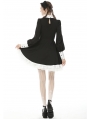 Black and White Sweet Gothic Rebel Doll Long Lantern Sleeve Short Dress