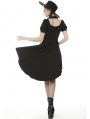 Black Gothic Short Sleeve High-low Daily Wear Dress