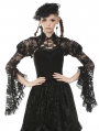 Black Vintage Gothic Tranparent Lace Long Trumpet Sleeve Cape for Women