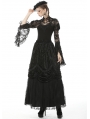 Black Vintage Gothic Tranparent Lace Long Trumpet Sleeve Cape for Women