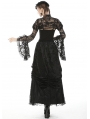 Black Vintage Gothic Tranparent Lace Long Trumpet Sleeve Cape for Women