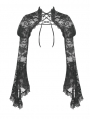 Black Vintage Gothic Tranparent Lace Long Trumpet Sleeve Cape for Women