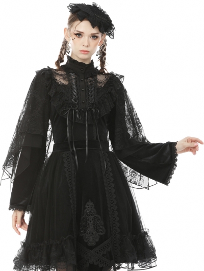 Black Gothic Lace Short Cape for Women