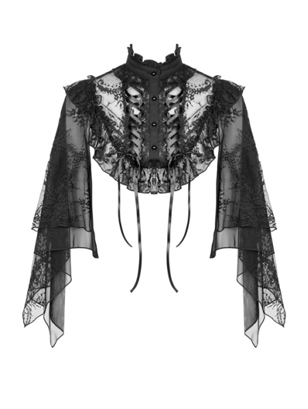Black Gothic Lace Short Cape for Women - Devilnight.co.uk