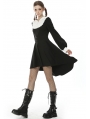 Black and White Retro Gothic Hooded High-Low Dress