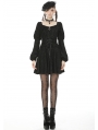 Black Vintage Gothic Long Puff Sleeve Short Casual Dress