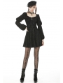 Black Vintage Gothic Long Puff Sleeve Short Casual Dress