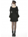 Black Vintage Gothic Long Puff Sleeve Short Casual Dress