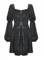 Black Vintage Gothic Long Puff Sleeve Short Casual Dress