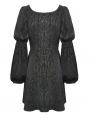 Black Vintage Gothic Long Puff Sleeve Short Casual Dress