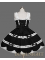 Black Sleeveless White Lace Sweet Gothic Lolita Dress