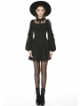 Black Sweet Gothic Doll Collar Long Lantern Sleeve Short Daily Wear Dress