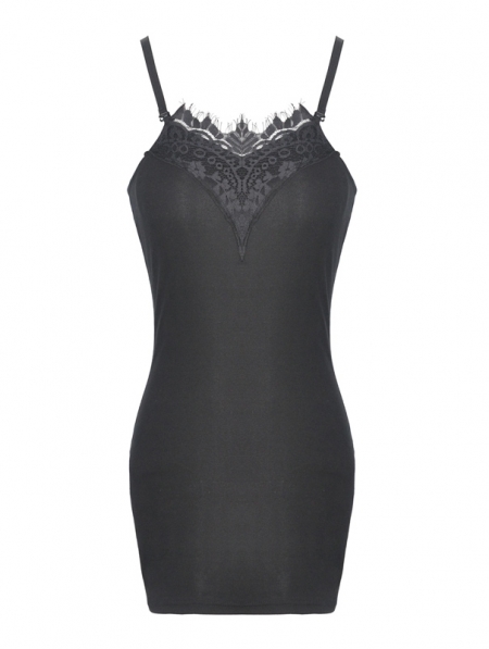 Black Sexy Gothic Slim Sleeveless Mini Dress - Devilnight.co.uk