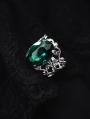 Black/ Red/ Blue/ Green Vintage Gothic Crystal Pendant Ring