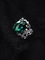 Black/ Red/ Blue/ Green Vintage Gothic Crystal Pendant Ring