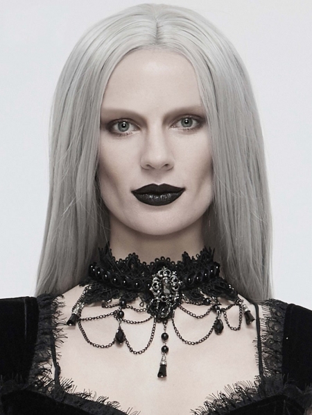 Black Dark Gothic Chain Lace Necklace - Devilnight.co.uk