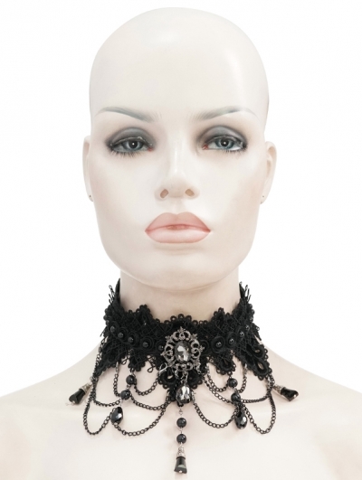 Black Dark Gothic Chain Lace Necklace