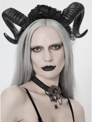 Black Gothic Devil Horn Headdress
